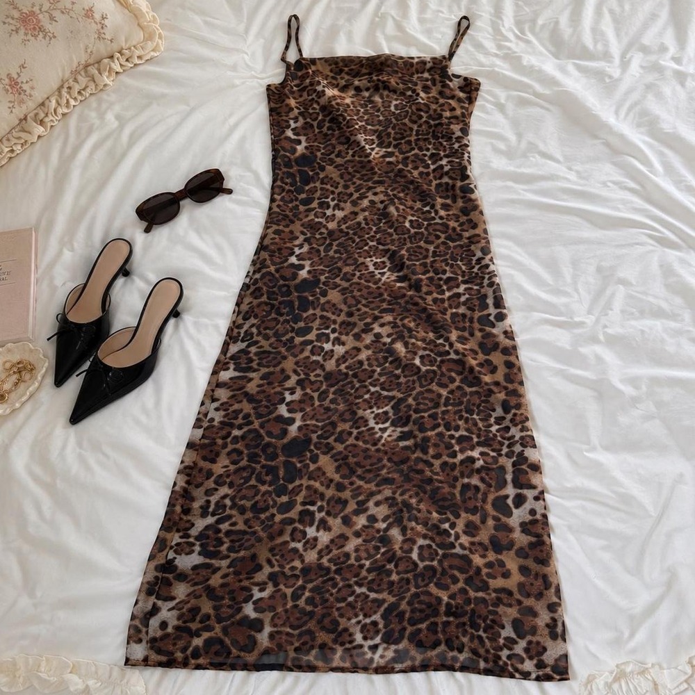 Cheetah Maxi Slip Dress Cheetah print maxi slip dress size small